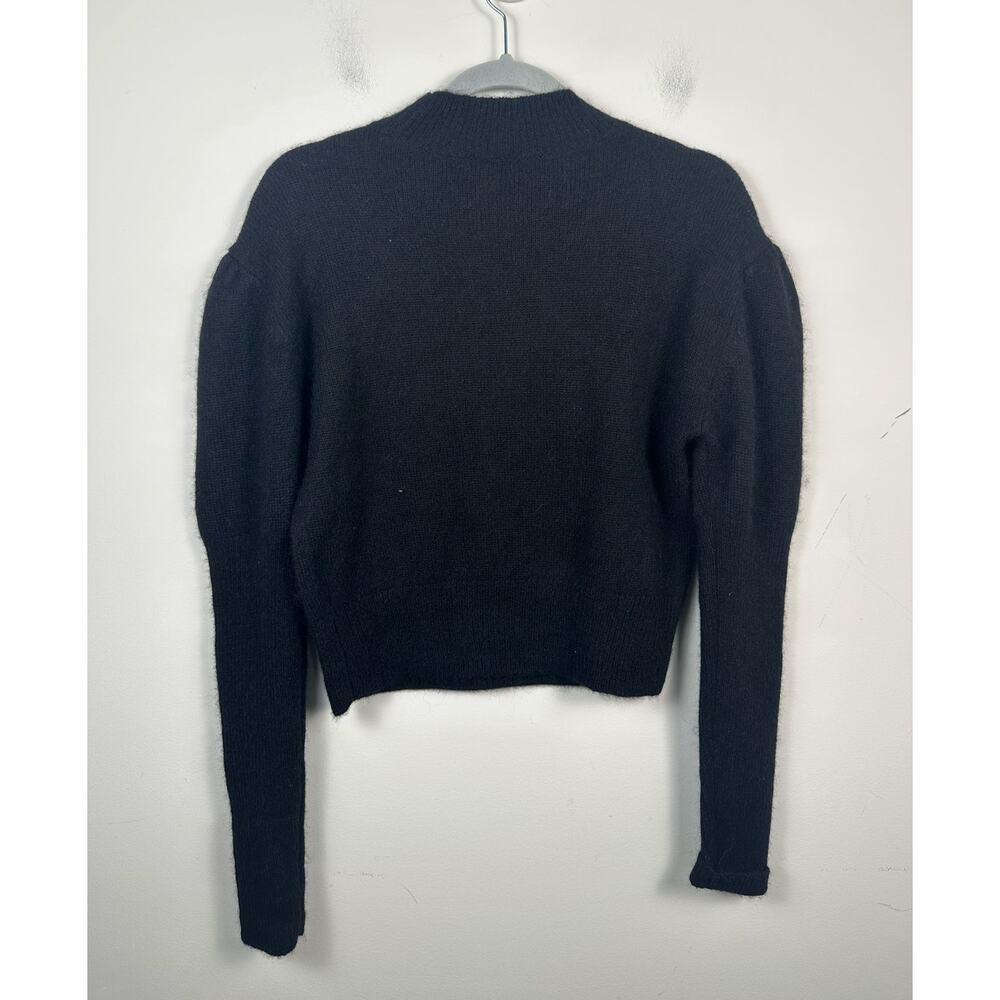NWT Madewell Alpaca Blend Black Puff Shoulder Size Medium Mock Neck Cropped - Picture 2 of 7